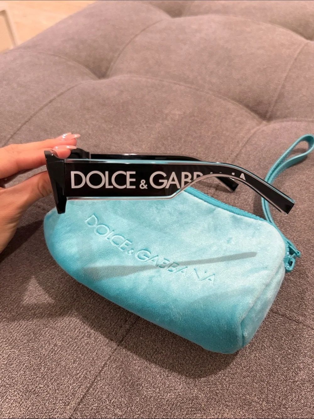 Dolce & Gabbana Black Sunglasses with Turquoise Case